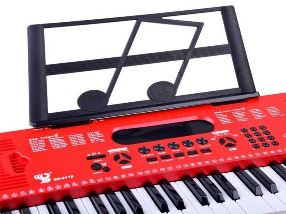 Pianinas su mikrofonu, 61 klavišai, raudonas