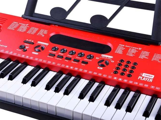 Pianinas su mikrofonu, 61 klavišai, raudonas
