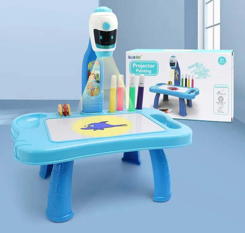 Piešimo staliukas su projektoriumi 2in1 Robotas, mėlynas