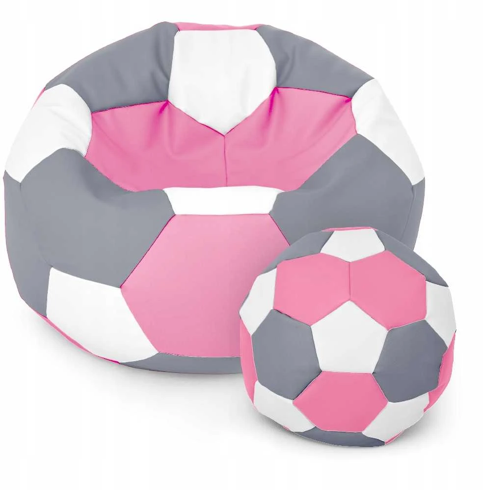 Pink Sėdmaišis su pufu Ball XXXXL (100 cm), Rožinė/Baltas/Pilkas