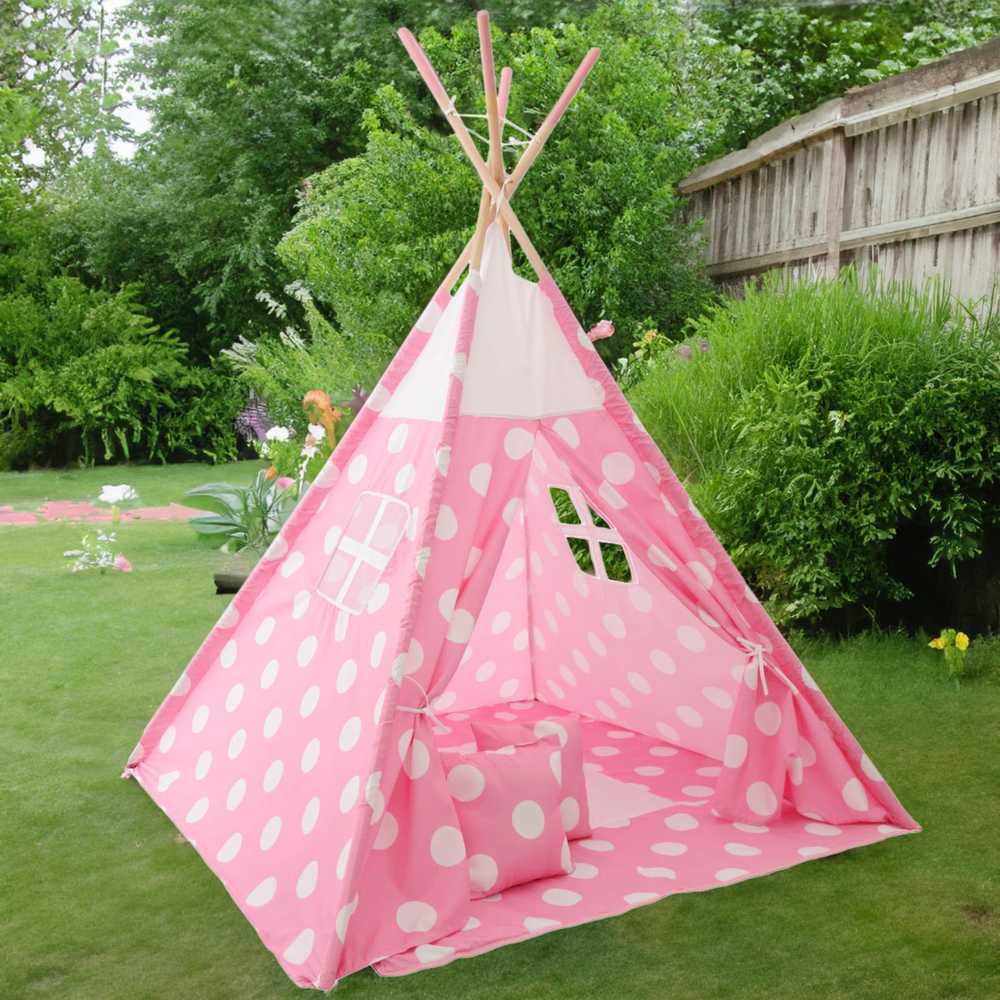 Pink Vaikiška palapinė Tipi 4. Dots, Rožinė/Baltas