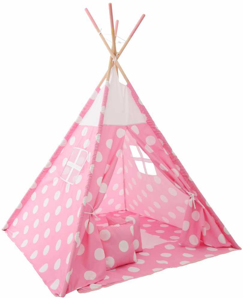 Pink Vaikiška palapinė Tipi 4. Dots, Rožinė/Baltas