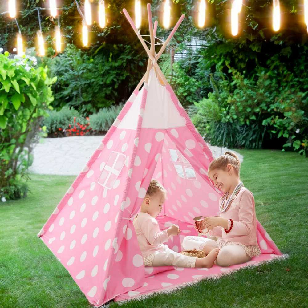 Pink Vaikiška palapinė Tipi 4. Dots, Rožinė/Baltas