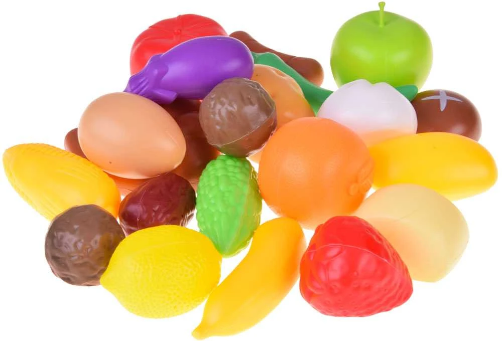 Pirkinių vežimėlis su žaisliniais maisto produktais, žalias