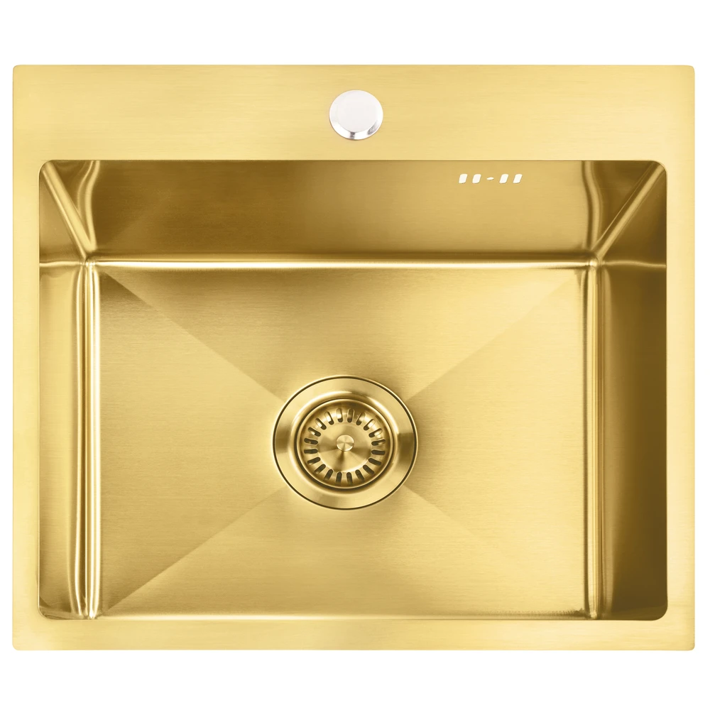 Plieninė virtuvinė plautuvė Rea Leo 50, Brushed Gold