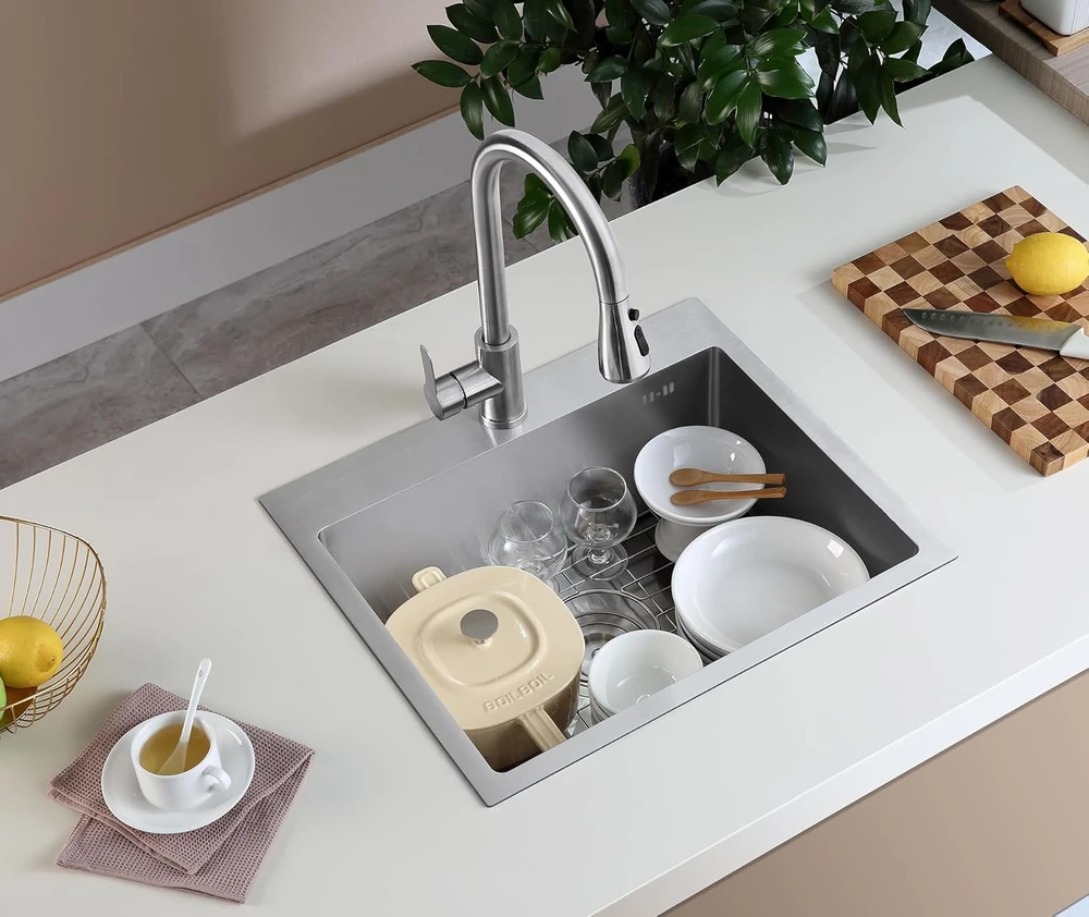 Plieninė virtuvinė plautuvė Rea Leo 50, Brushed Nickel