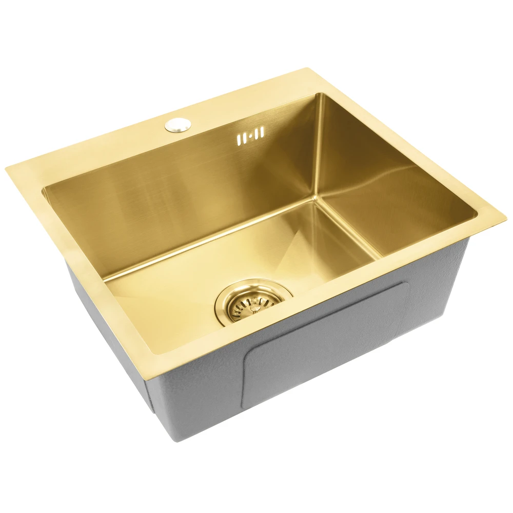 Plieninė virtuvinė plautuvė Rea Leo 50, Brushed Gold