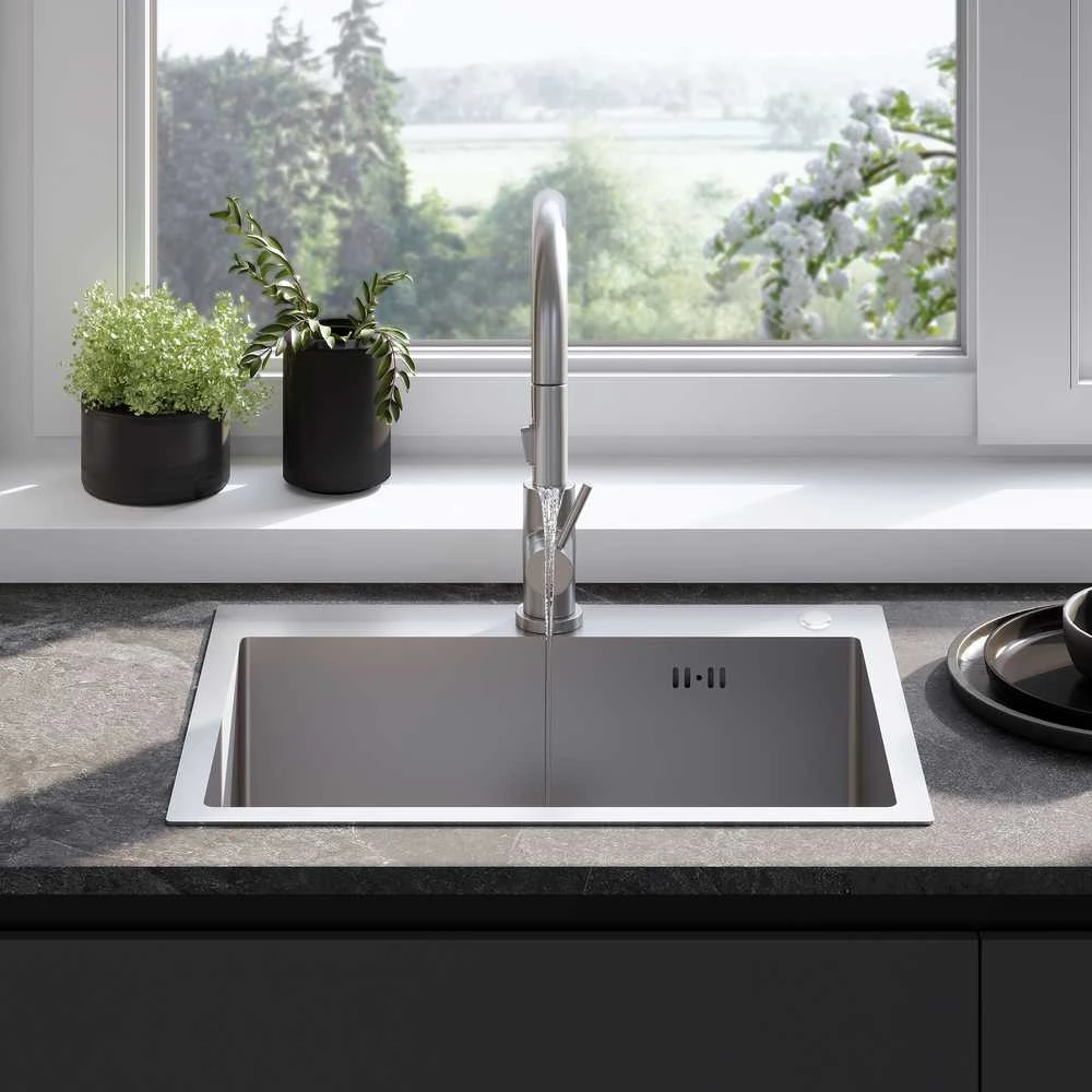 Plieninė virtuvinė plautuvė Rea Liam, Brushed Nickel