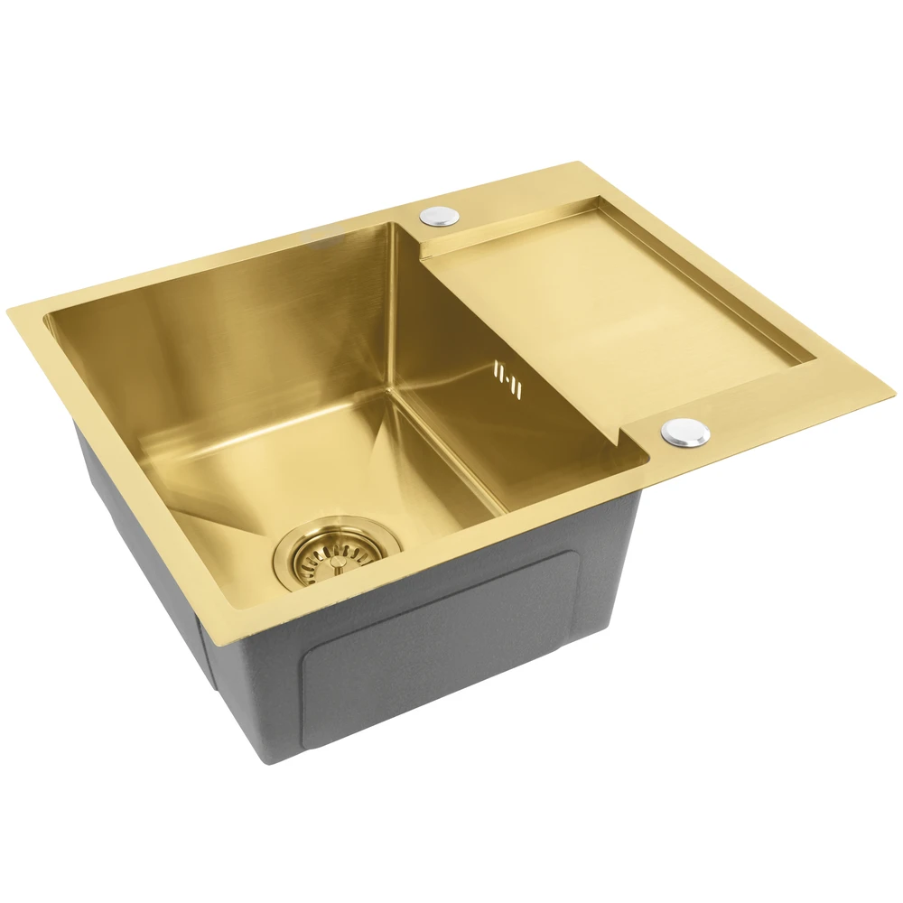 Plieninė virtuvinė plautuvė Rea Paul, Brushed Gold