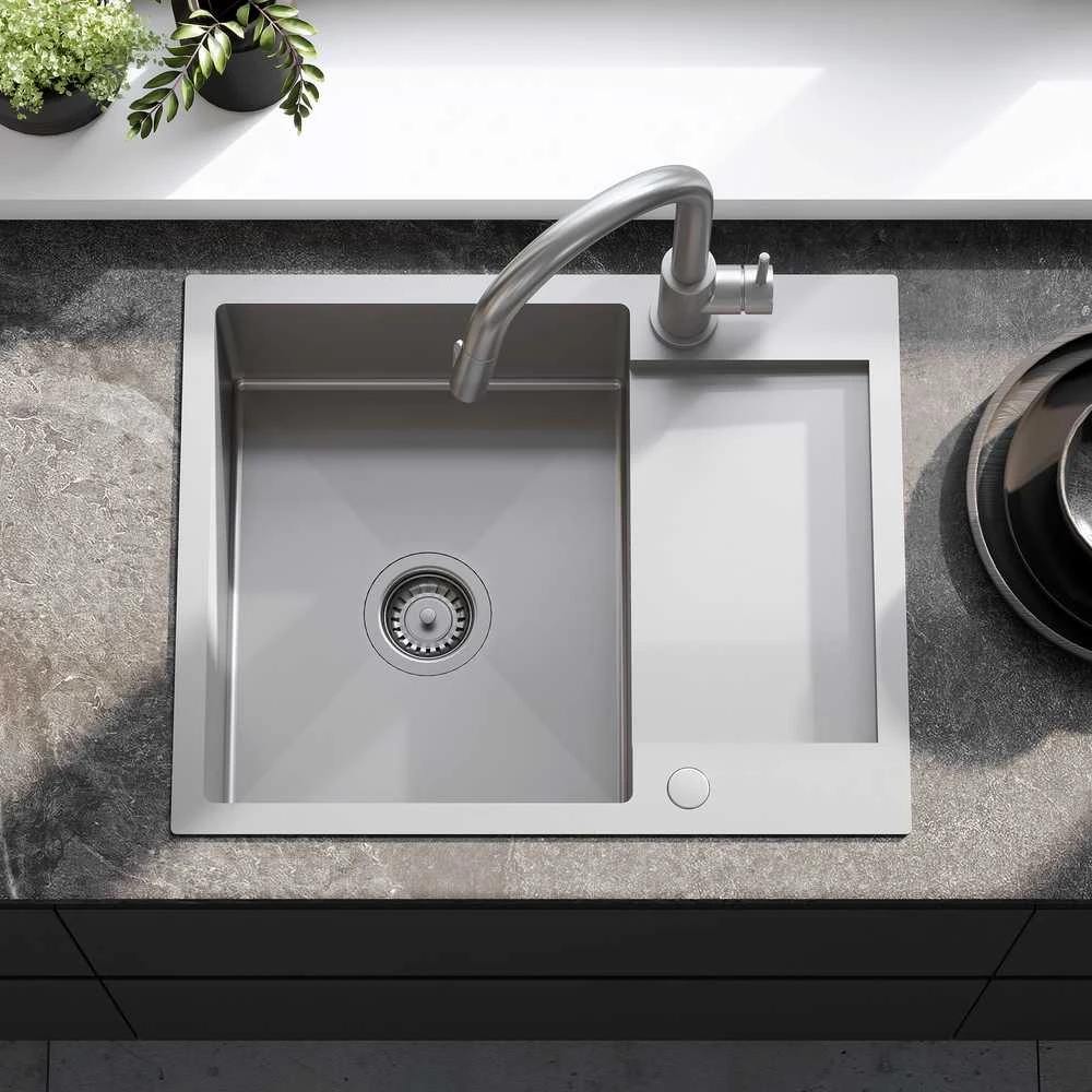 Plieninė virtuvinė plautuvė Rea Paul su maišytuvu, Brushed Nickel