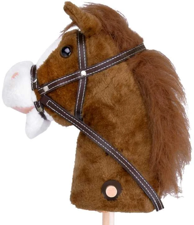 Pliušinė žirgo galva ant lazdos Hobby Horse su garsais, rudas