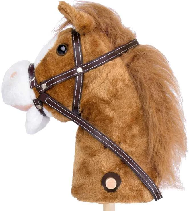 Pliušinė žirgo galva ant lazdos Hobby Horse su garsais, rudas