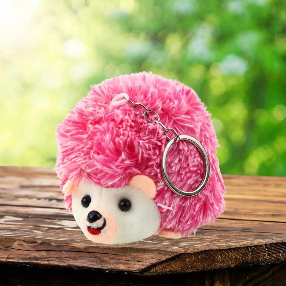 Pliušinis raktų pakabukas Ežiukas, rožinis, 9 cm