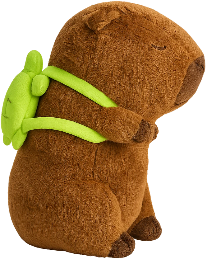 Pliušinis žaislas Kapibara su kuprine-vėžliuku, 22 cm
