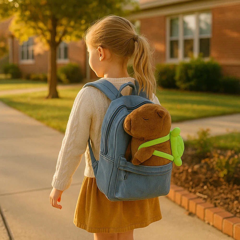 Pliušinis žaislas Kapibara su kuprine-vėžliuku, 30 cm