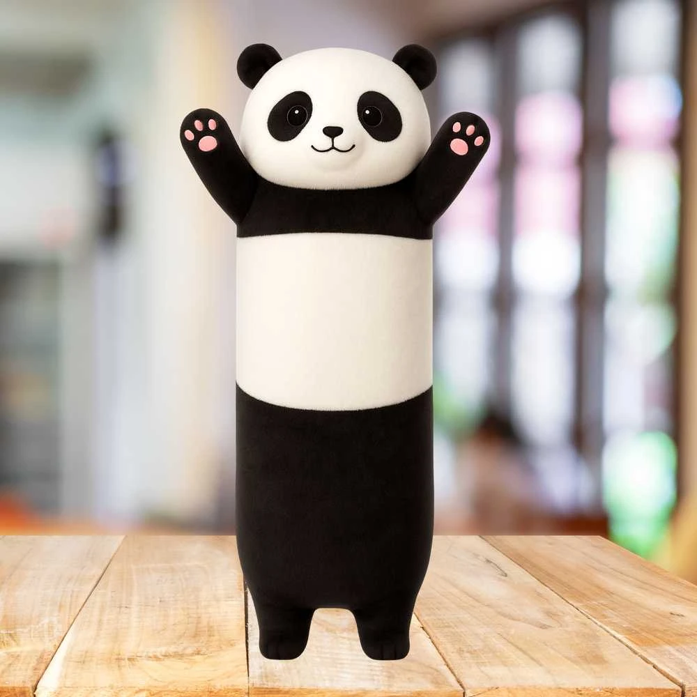 Pliušinis žaislas - pagalvėlė Panda, 70 cm, balta/juoda