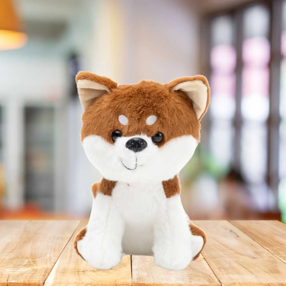 Pliušinis žaislas Šuniukas Shiba, 20 cm, baltas/rudas