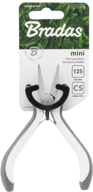 Plokščios replės Bradas MINI Baltas LINE, 125 mm, nikeliuotos