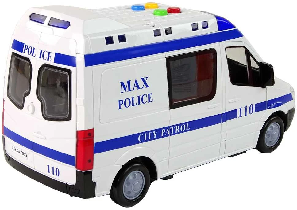 Policijos automobilis su garsais ir šviesom