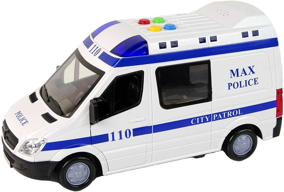 Policijos automobilis su garsais ir šviesom