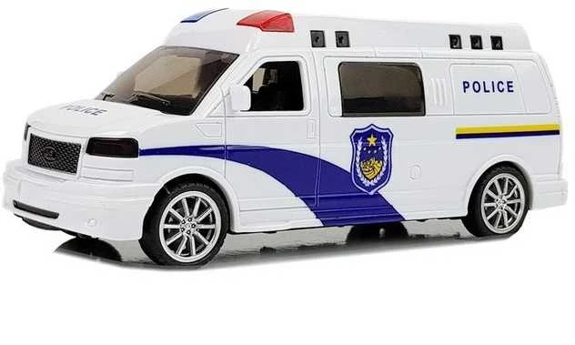 Policijos automobilis su garso ir šviesos efektais, baltas
