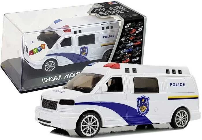 Policijos automobilis su garso ir šviesos efektais, baltas