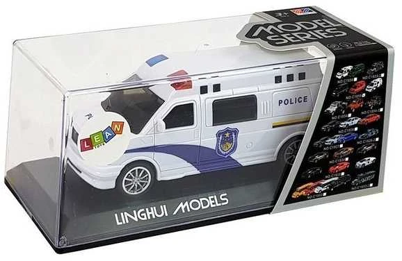 Policijos automobilis su garso ir šviesos efektais, baltas