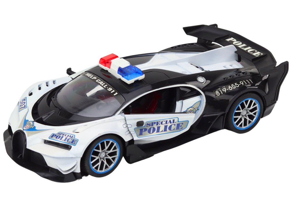 Policijos automobilis su nuotolinio valdymo pultu, baltas/juodas