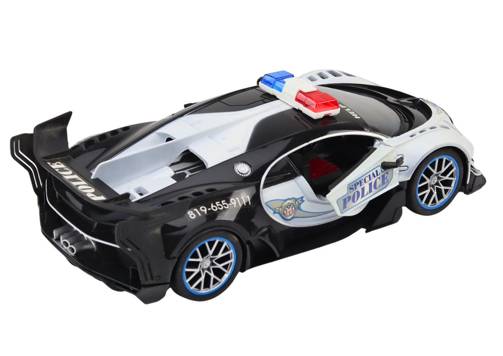 Policijos automobilis su nuotolinio valdymo pultu, baltas/juodas