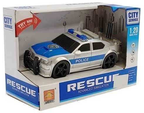 Policijos automobilis su šviesos ir garso efektais, 1:20, sidabrinis