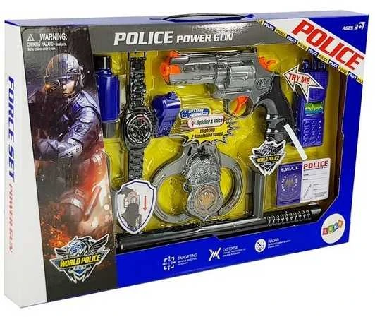 Policininko rinkinys su pistoletu, antrankiais ir kitais priedais vaikams