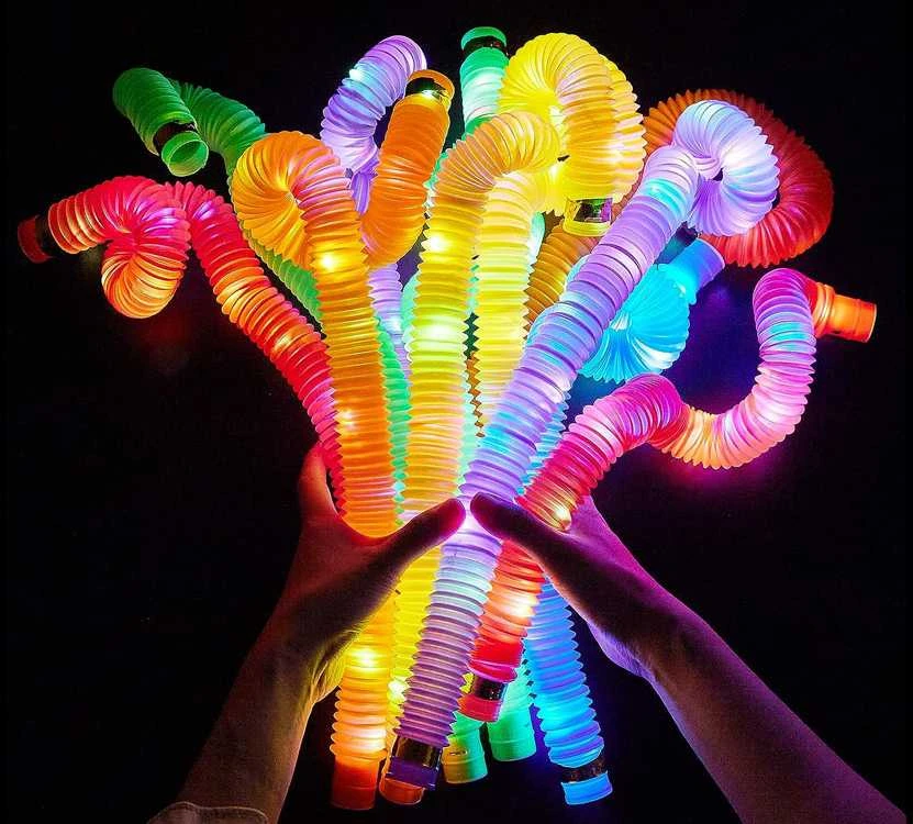 POP TUBE LED šviečiantys sensoriniai vamzdeliai, 12 vnt.