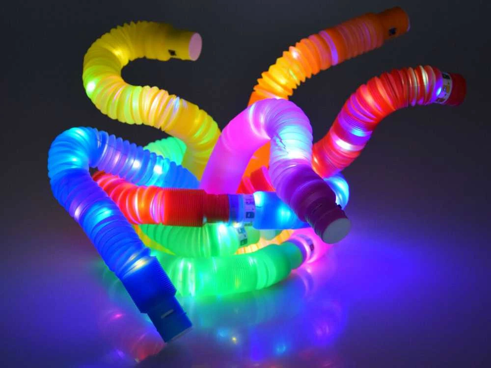 POP TUBE LED šviečiantys sensoriniai vamzdeliai, 12 vnt.