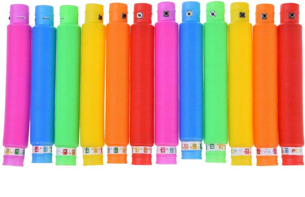 POP TUBE LED šviečiantys sensoriniai vamzdeliai, 12 vnt.