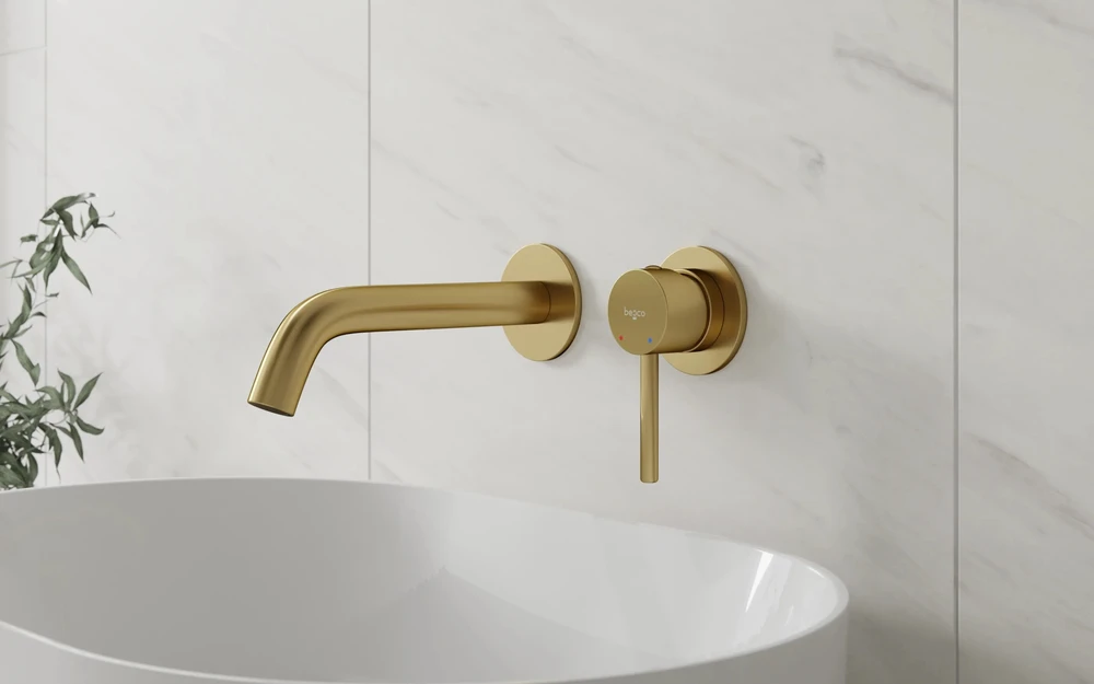 Potinkinis praustuvo maišytuvas Besco Veo, Brushed Gold