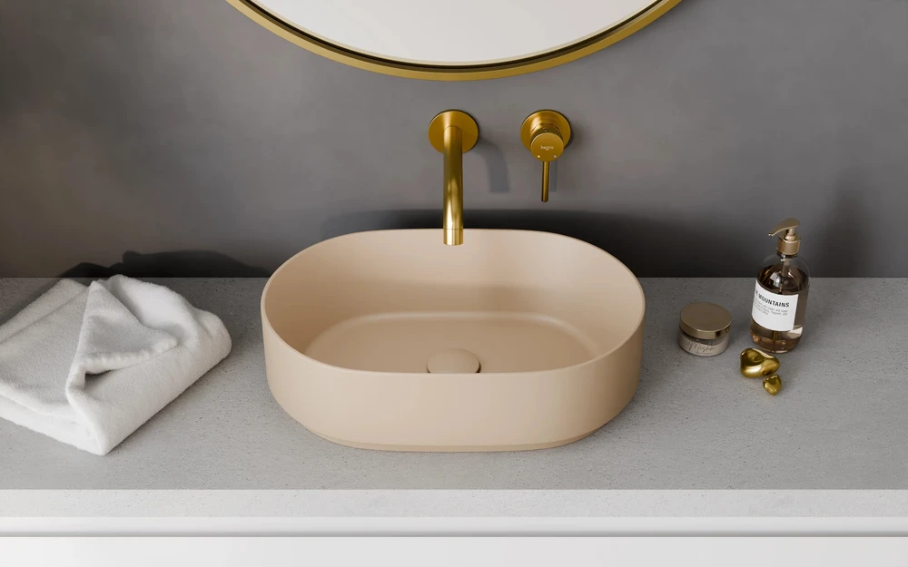 Potinkinis praustuvo maišytuvas Besco Veo, Brushed Gold