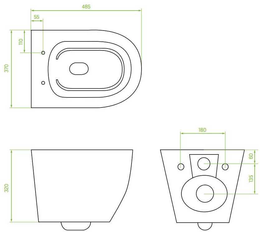 Potinkinis WC komplektas Laveo Akan Desna, Baltas+Juodas