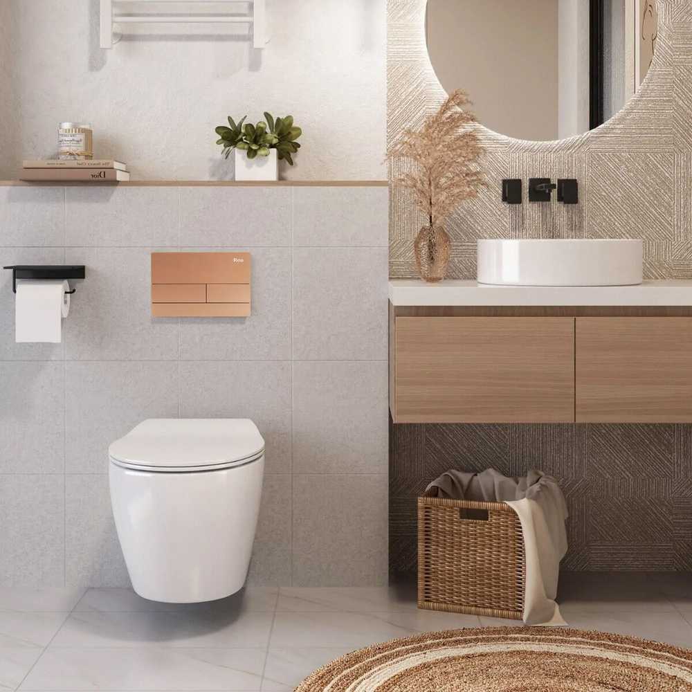 Potinkinis WC rėmas Rea K011A-Q su mygtuku T Brushed Copper/Rose Gold