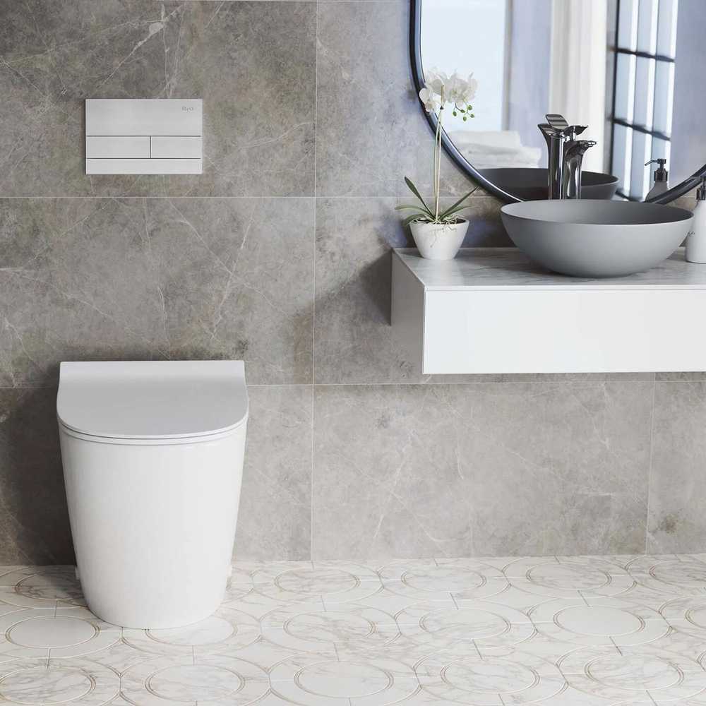 Potinkinis WC rėmas Rea K011A-Q su mygtuku T Brushed Steel