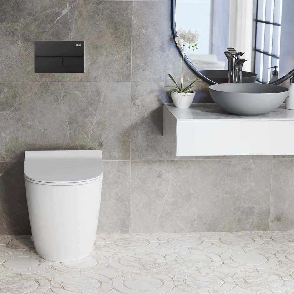 Potinkinis WC rėmas Rea K011A-Q su mygtuku T Juodas matt