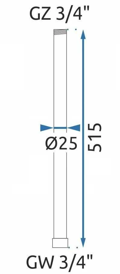 Prailginimo adapteris vonios-dušo komplektui Rea, Chrome, 50 cm