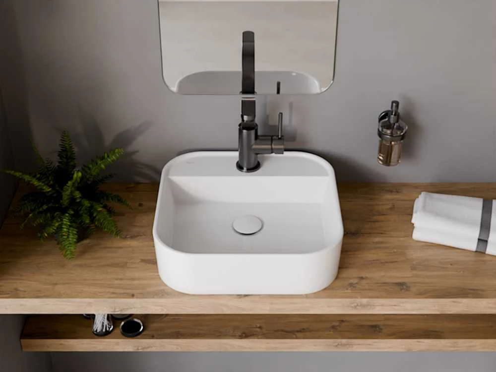 Praustuvas Besco Assos Cera-Line, 40 x 40 x 11 cm, Baltas