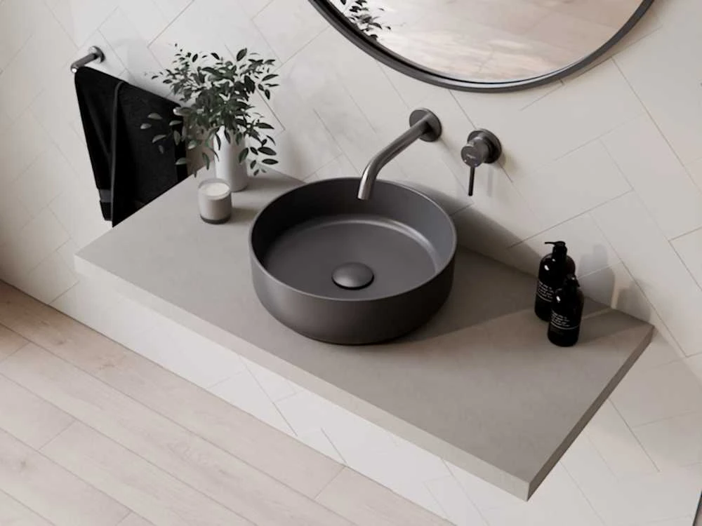 Praustuvas Besco Clea Cera-Line, 34.6 x 11.4, Matt Gun Metal