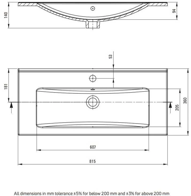 Praustuvas Deante Tubo, 81.5x36 cm, CTU_638M, Baltas