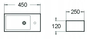 Praustuvas Mexen Inez, Left, 45 x 25 cm, Baltas