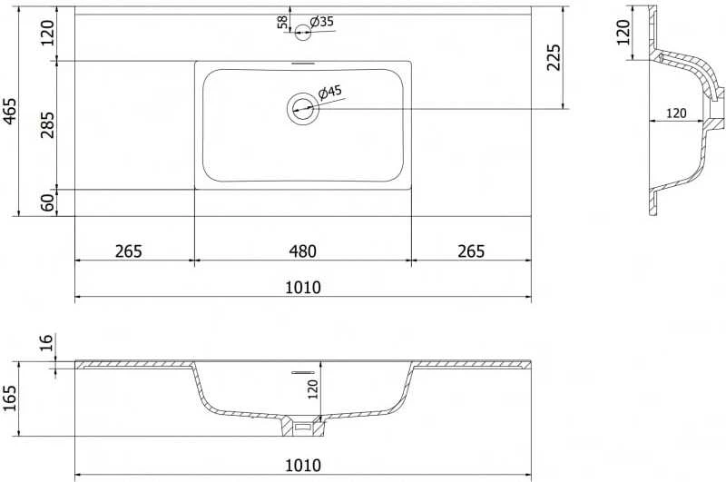 Praustuvas Mexen Otis, 101 x 46,5 cm, Baltas matt