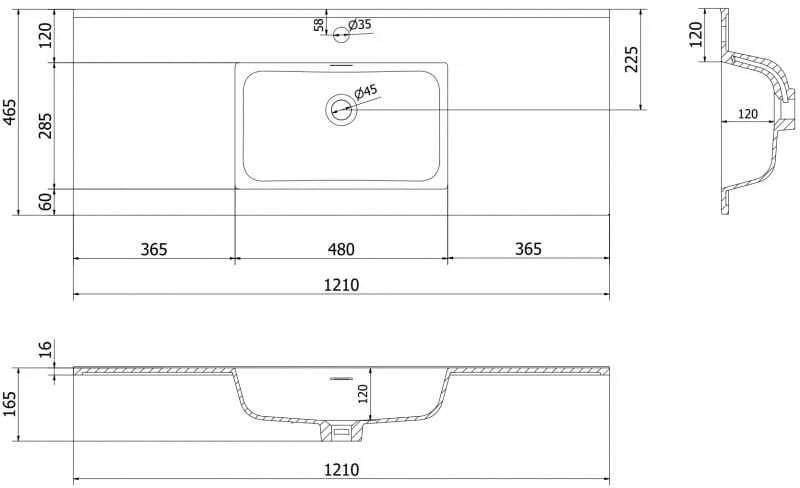 Praustuvas Mexen Otis, 121 x 46,5 cm, Baltas glossy