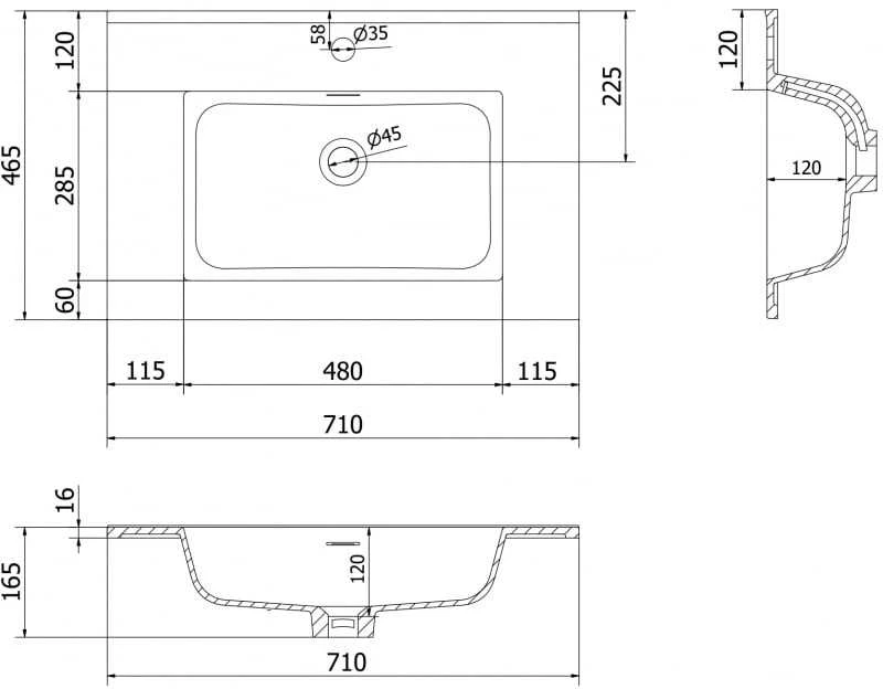Praustuvas Mexen Otis, 81 x 46,5 cm, Baltas matt