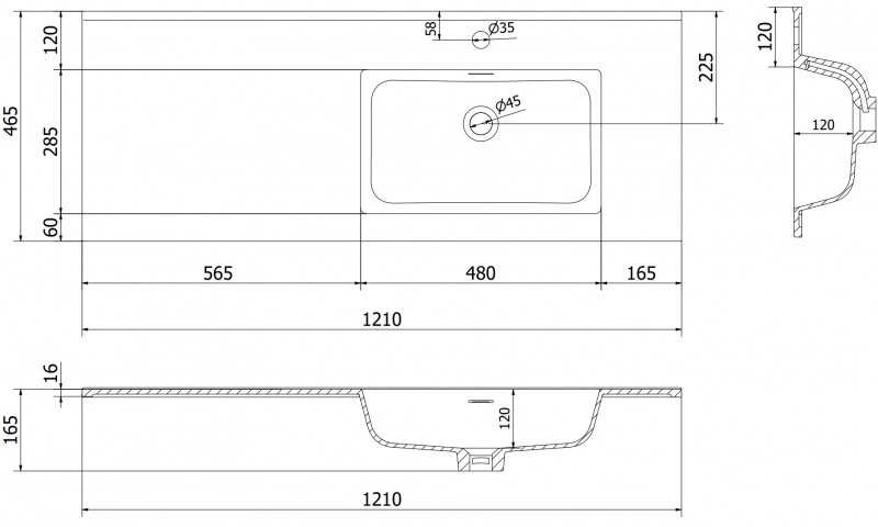 Praustuvas Mexen Otis, Right, 121 x 46,5 cm, Baltas matt