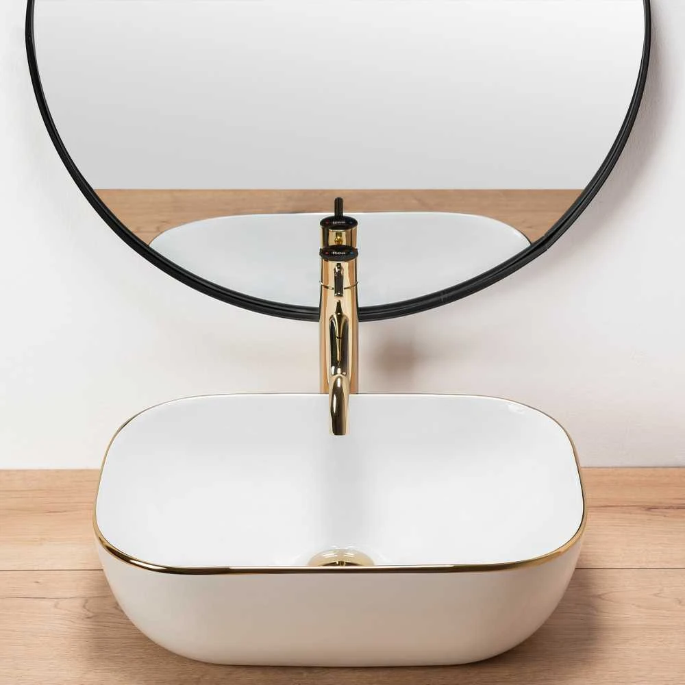 Praustuvas Rea Belinda, Baltas/Gold Edge